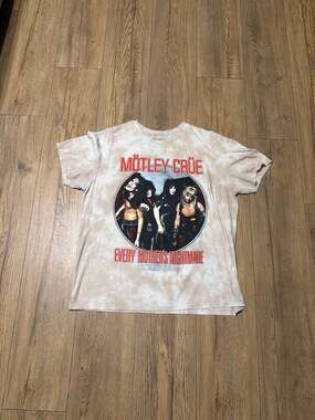 Motley Crue Every Mother's Nightmare Tour 1984 Beige Tie-Dye T-Shirt